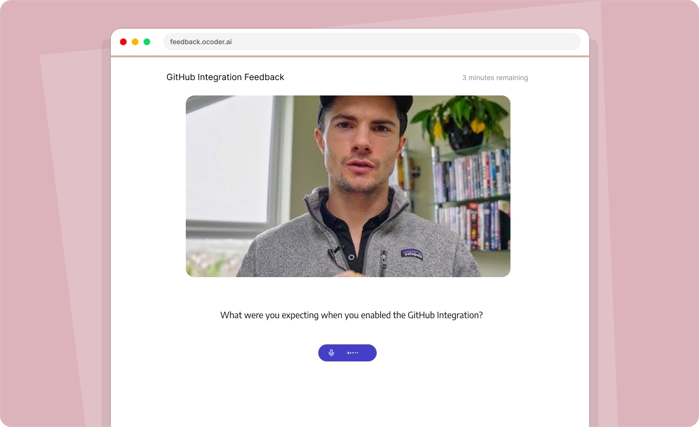 Product screen showing the conversation flow